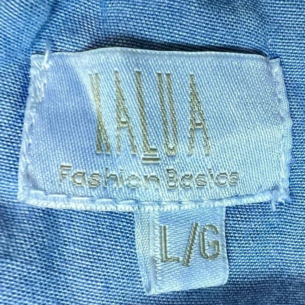 Denim-Effect Blue Ruffle Trim Spaghetti Tank - Picture 3 of 5